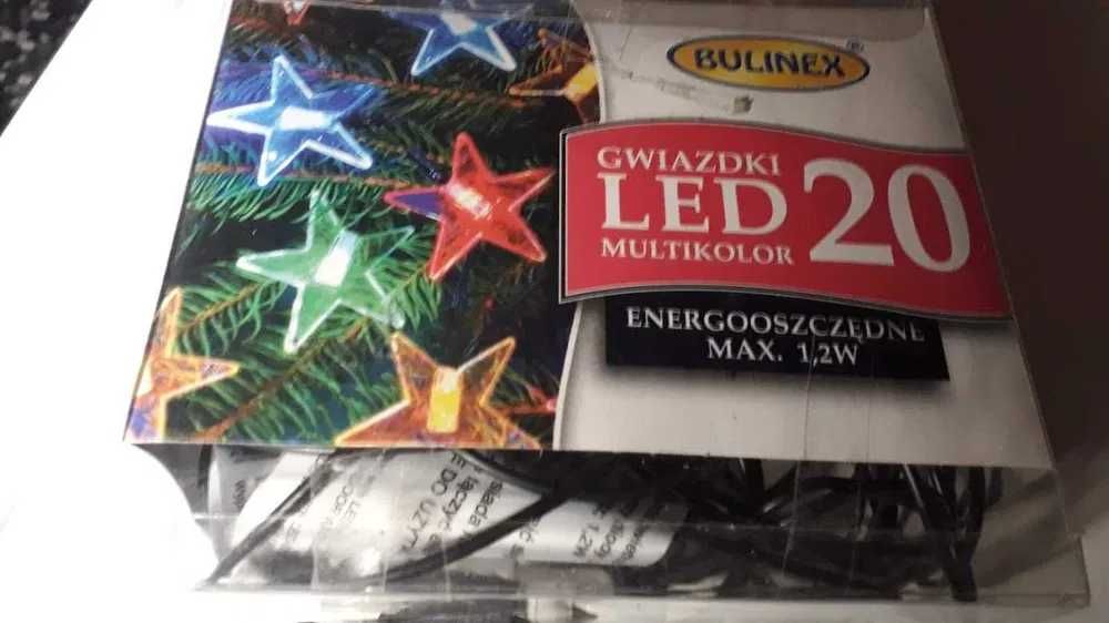 girlanda świetlna 40 led duże gwiazdki multikolor led na prąd 2 kpl