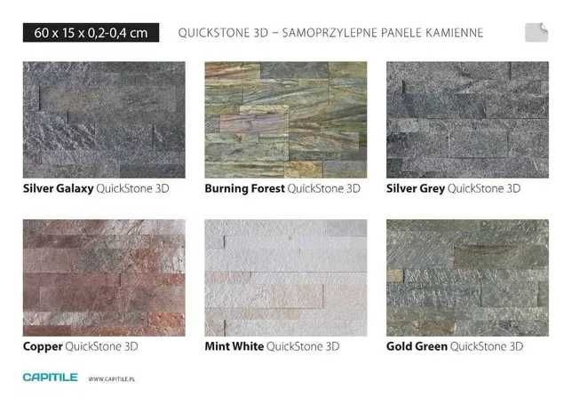 Panel Samoprzylepny Quick Stone 3D Silver Grey Różne kolory HIT Promo