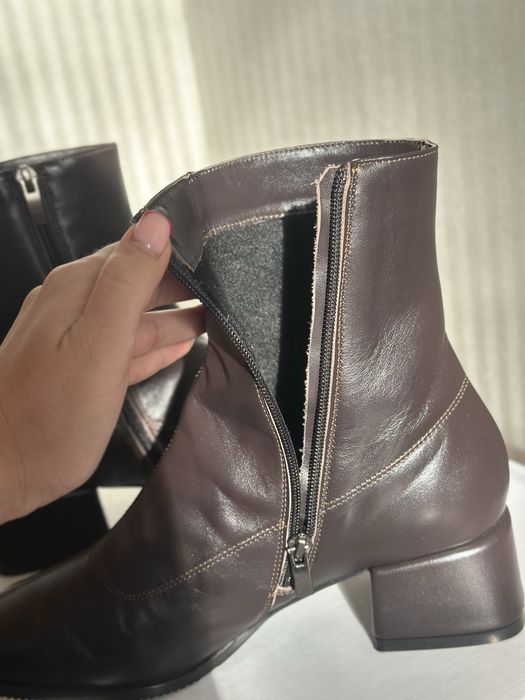 Шкіряні ботинки, ботильйони 40 р., темний шоколад