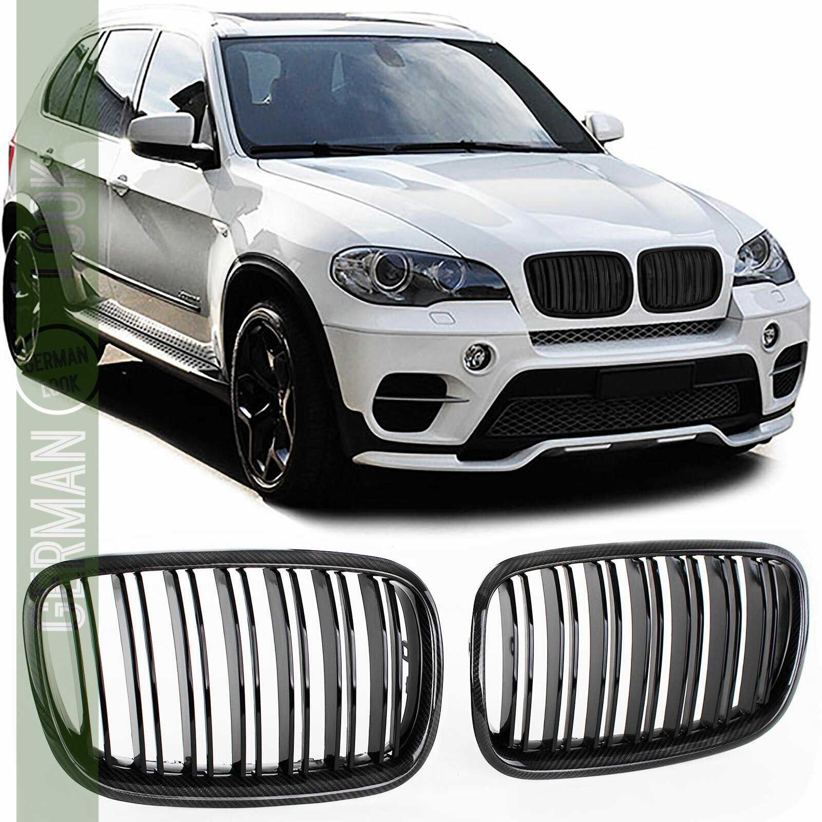 Grelha lâmina dupla desportiva preta BMW X5 E70 X6 E71 2006 a 2014