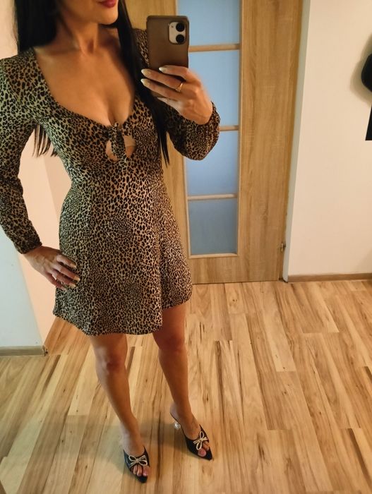 Sukienka, panterka, lekka i zwiewna
