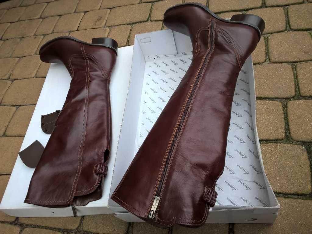 NOWE Buty-Kozaki damskie OFICERKI37 Natural skóra100% BRĄZ I-Klasa Gw6
