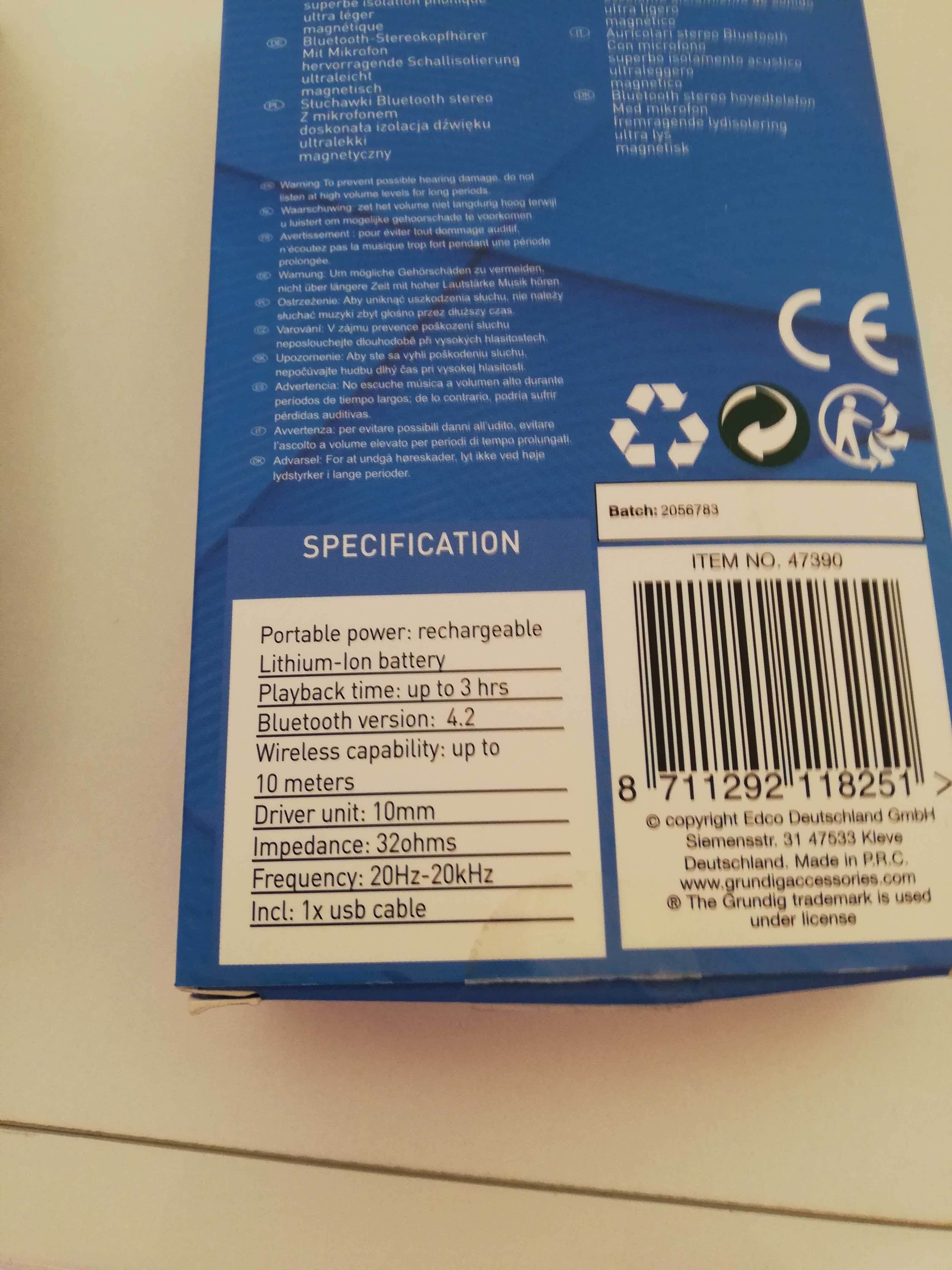 Słuchawki bezprzewodowe z mikrofonem. BLUETOOTH GRUNDIG