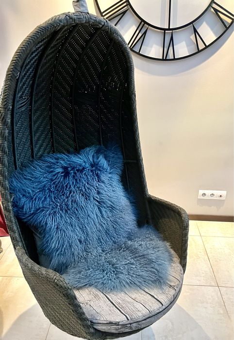 Dywan skórzany owcza skóra lama niebieski błękit blue