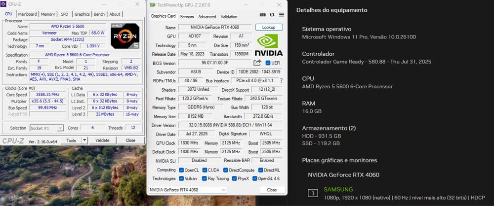 Computador Gaming Branco RGB - Ryzen 5 5600 / RTX 4060
