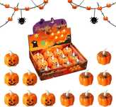 Zestaw 12 Świec LED na Halloween Kształt Dyni 45 x 45 mm Pomarańczowe