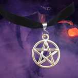 Choker czarna aksamitka pentagram witch wicca metal goth alternative