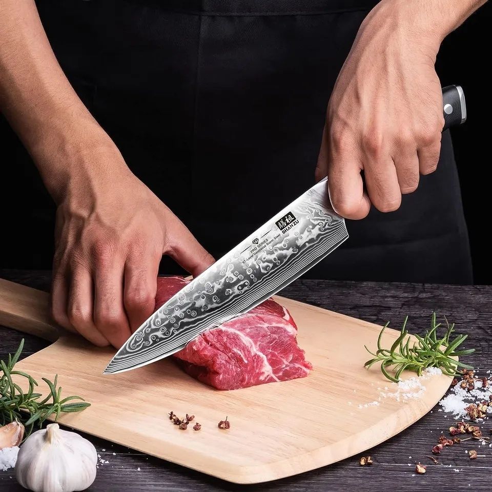 Кованный кухонный шеф нож 8 дюймов из 67 слоев дамасской стали AUS-10