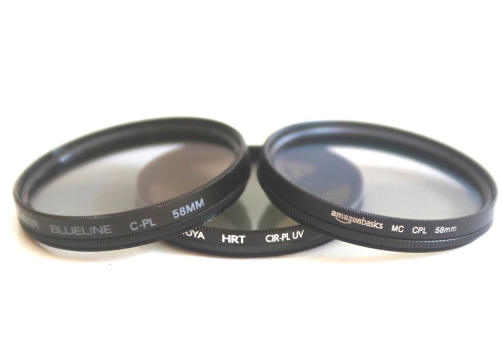 Filtros polarizadores de 55mm e de 58mm