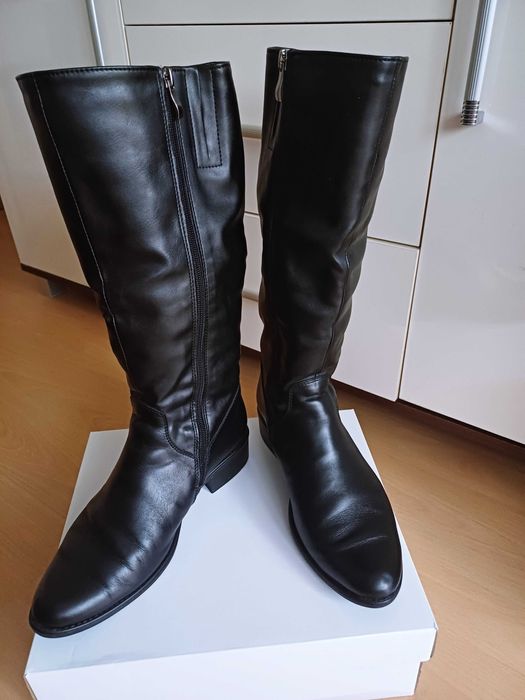 Kozaki czarne skórzane NOWE 39
