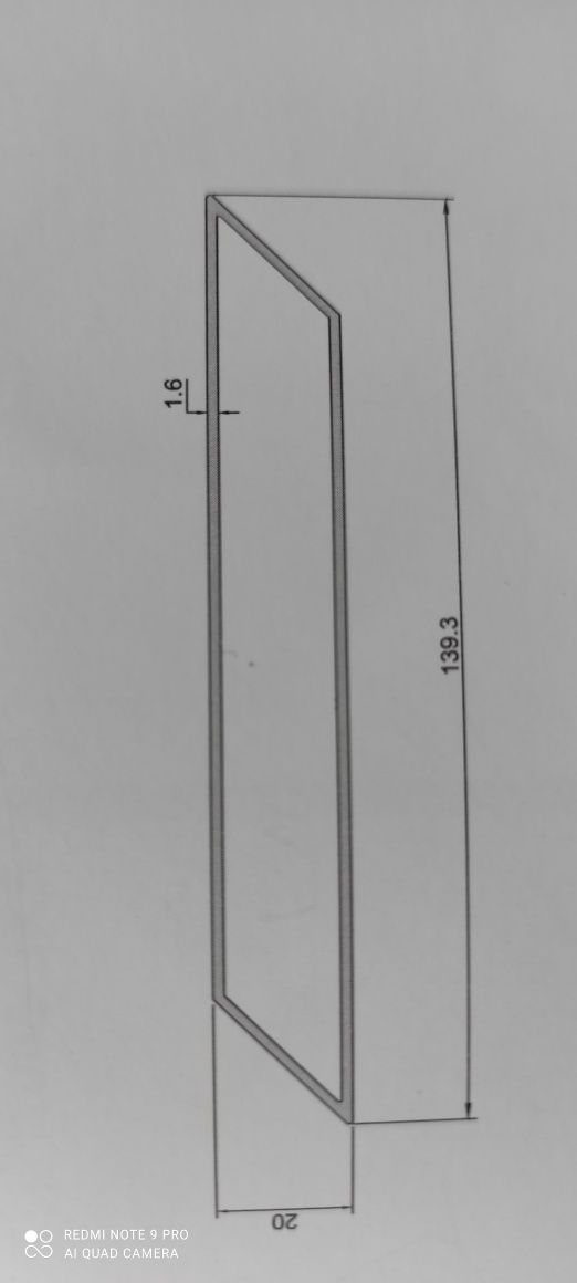 Profil aluminiowy romb 140x20x1,6  PA38 6M BRUTTO