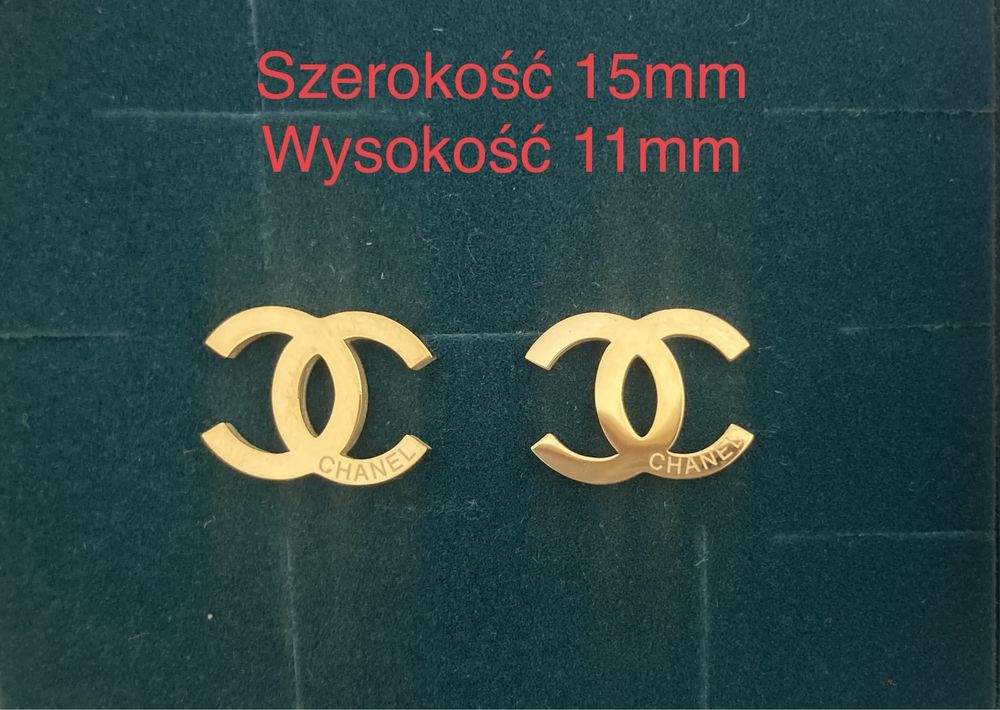 Kolczyki cc logo stal 316L złote