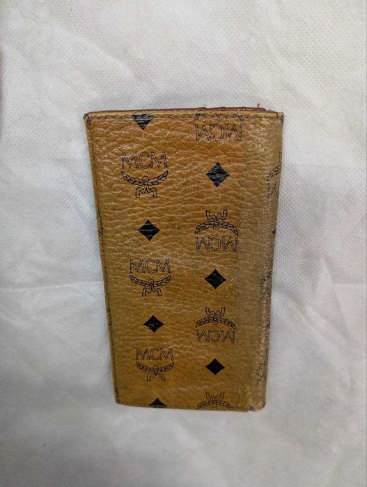 Оригинальный винтажный длинный кошелёк MCM Visetos цвета «коньяк»