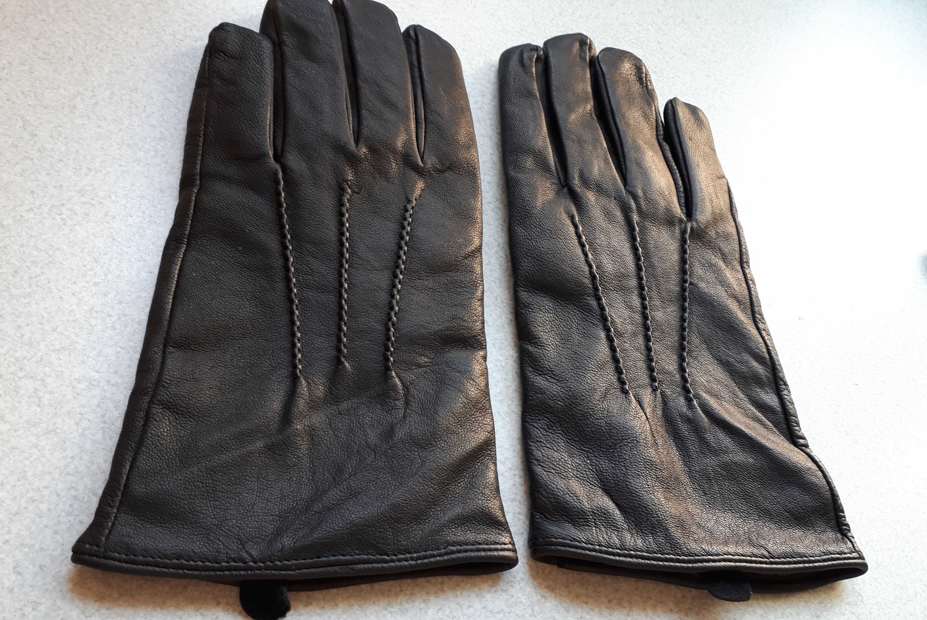 rękawiczki męskie skórzane czarne ocieplone