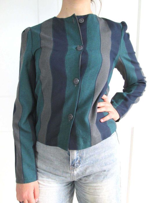 Lekki żakiet wdzianko narzutka prawdziwa perełka vintage S M 36 38