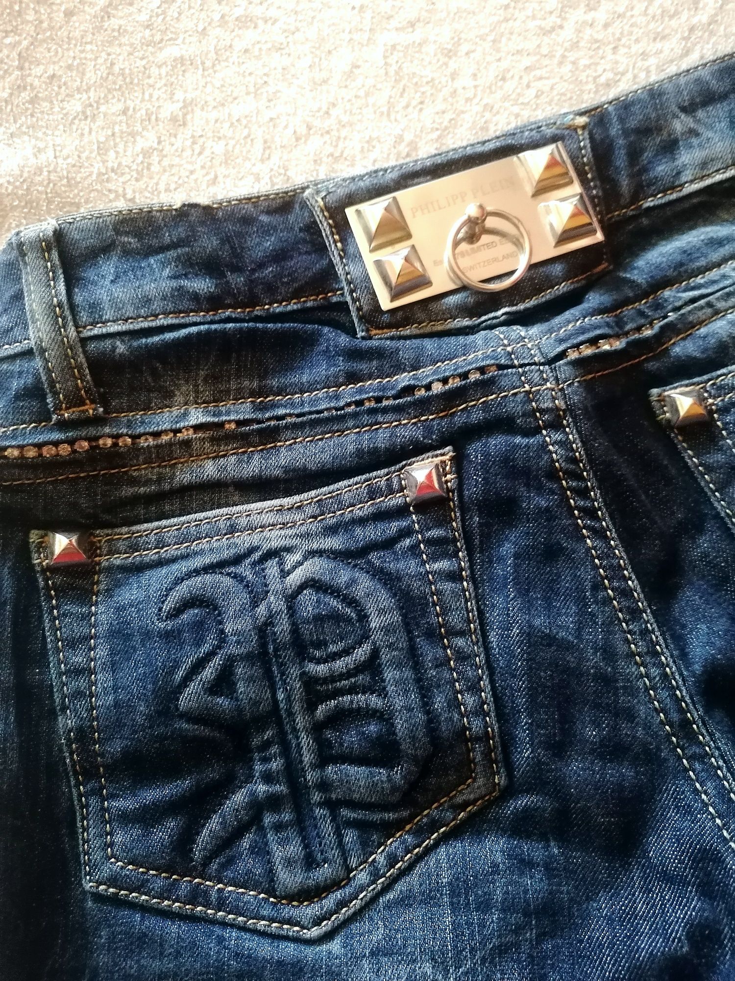 Spodnie jeans oryginalne philipp plein Slim gniecione M (26) stan bdb