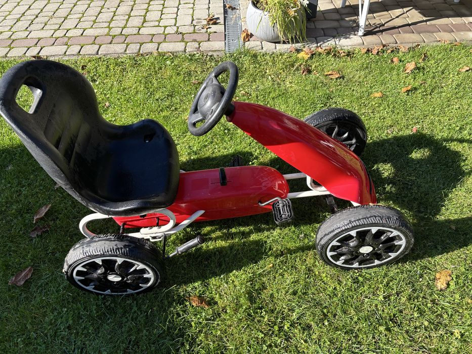 Gokart ABARTH Sport dla Dzieci na Pedały - Czerwony z Kołami EVA