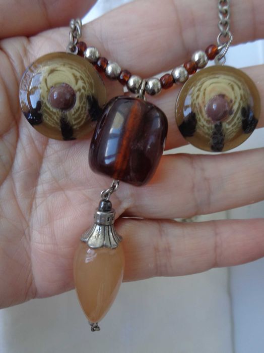 намисто штучн бурштин янтар нове 54см двустороннє