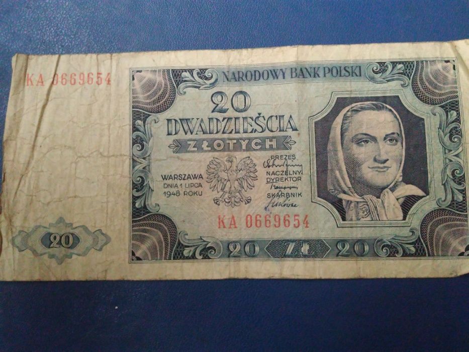 Banknot 20 zł 1948 seria KA