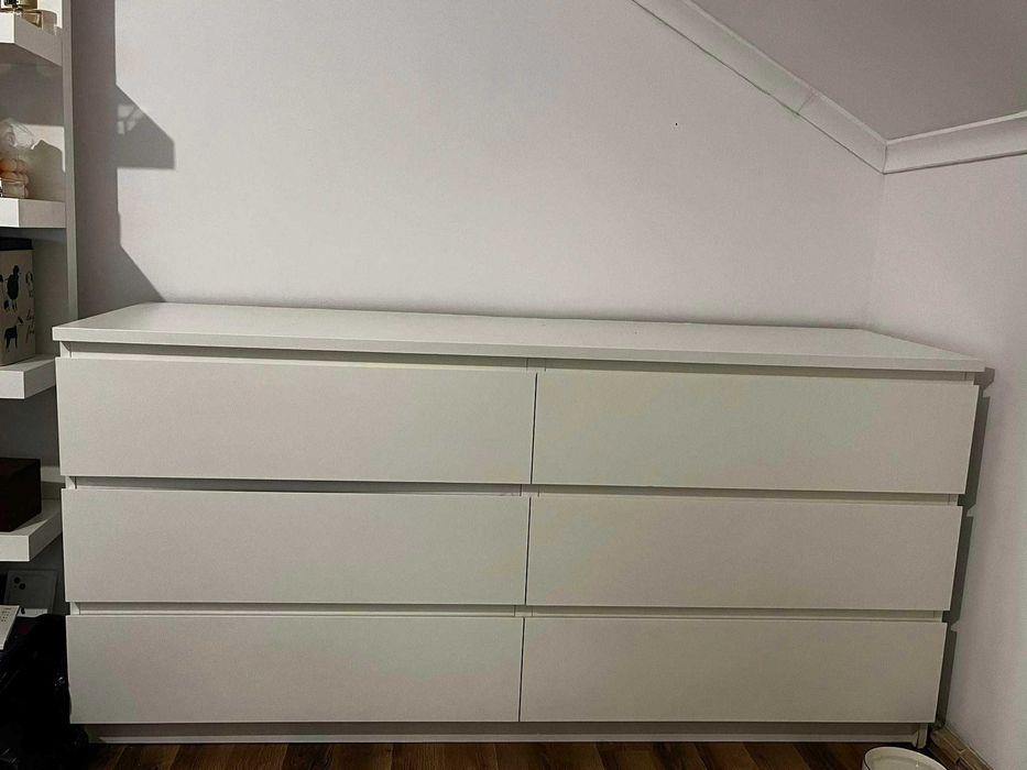 MALM Komoda, 6 szuflad, biały, 160x78 cm