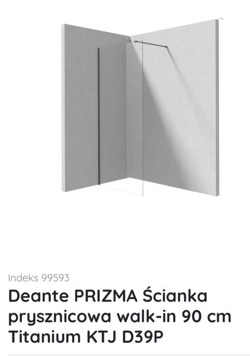 Szyba prysznicowa walk-in 90x195, do kabiny titanium antracyt KTJ D39P