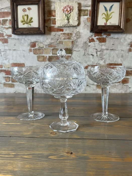 Ваза на ножке.Бонбоньерка.Хрусталь.Мальцово.СССР