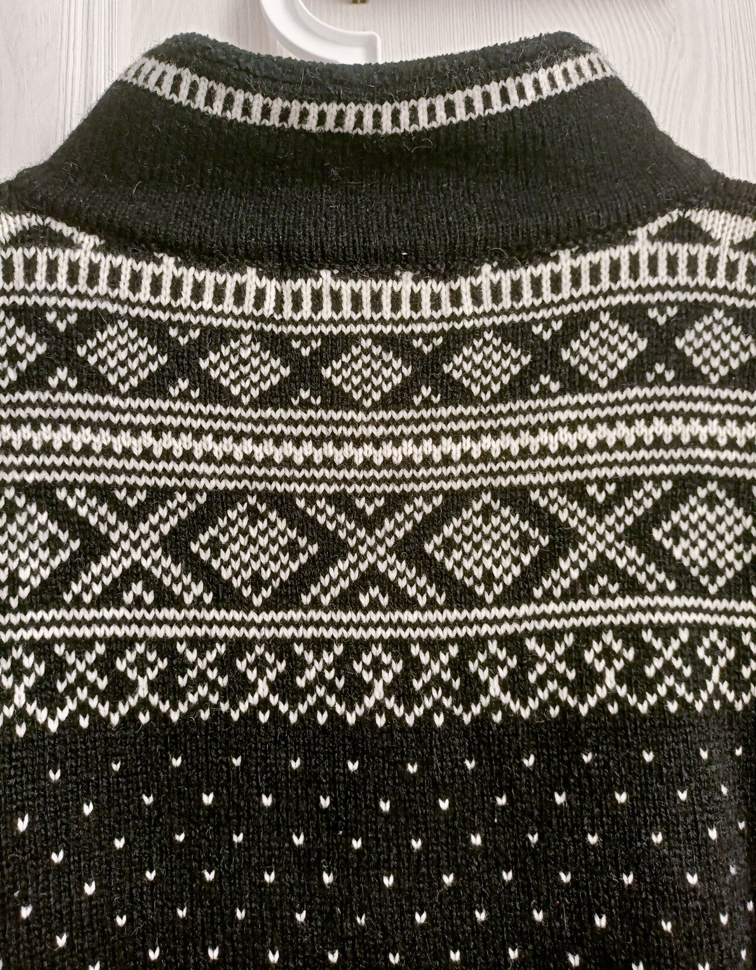 L 40 XL 42 oversize wełniany sweter vintage norweski 100% wełna jakość