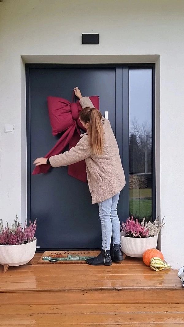 KOKARDA ŚWIĄTECZNA na dzwi choinkę DUŻA XXL ozdoba Poduszka Big Bow 10