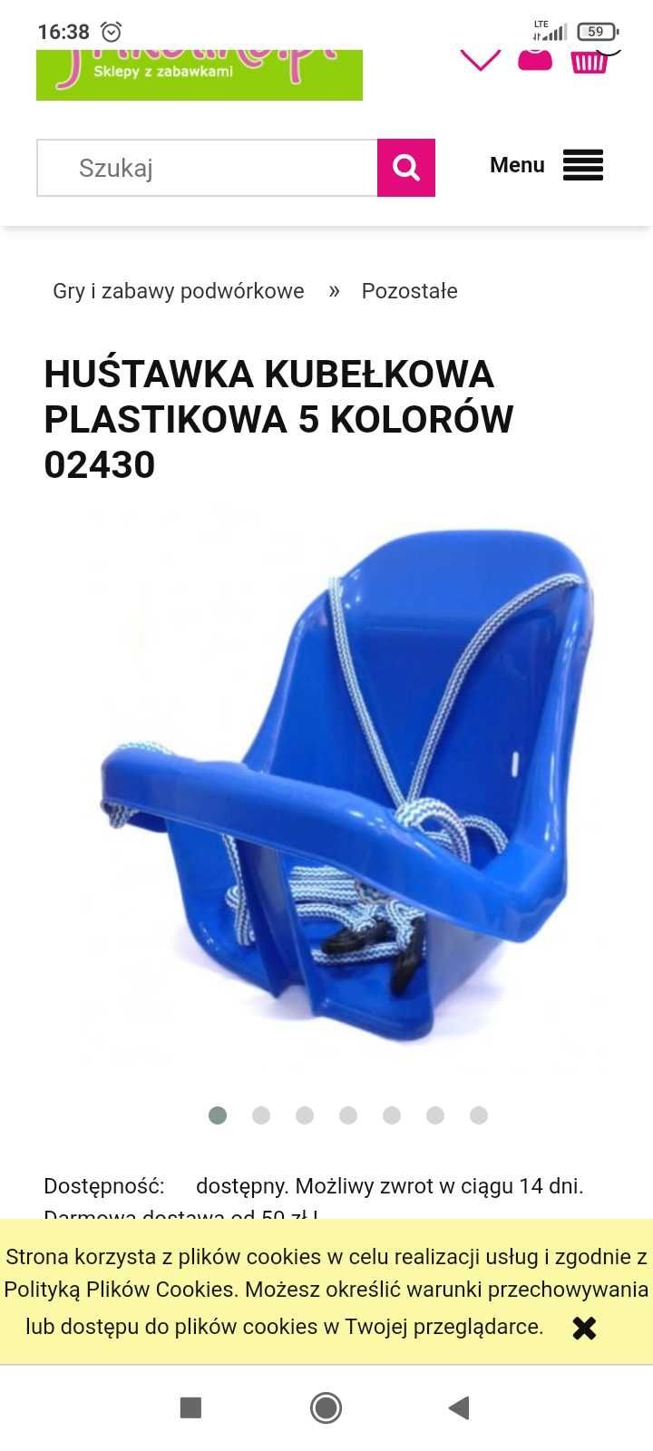 Huśtawka kubełkowa plastikowa