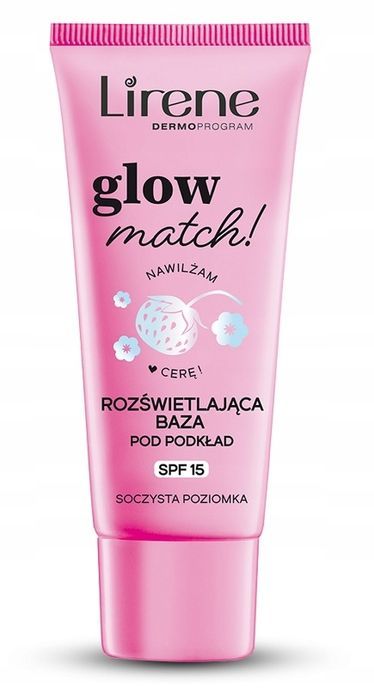 lirene glow match rozświetlająca baza pod podkład 30ml spf15 poziomka