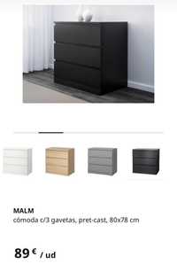 Cómoda ikea usada com 3 gavetões OFERTA de espelho de pé