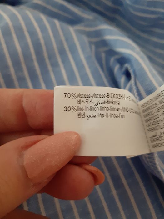 Sukienka Zara S długa koszula pasek len wiskoza Slim paski tkmaxx boho