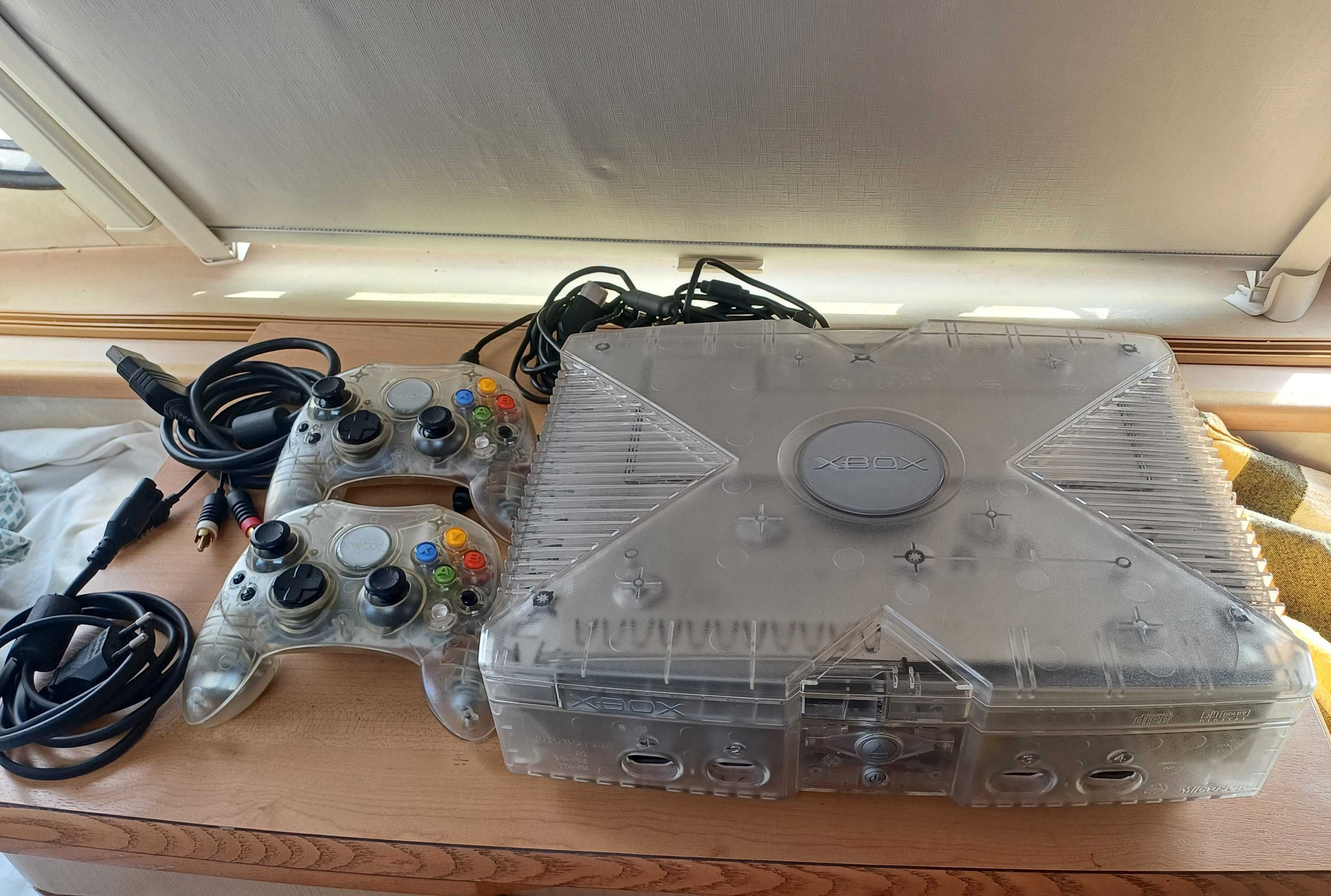 Xbox Crystal Clássico  Consola +2 Comandos