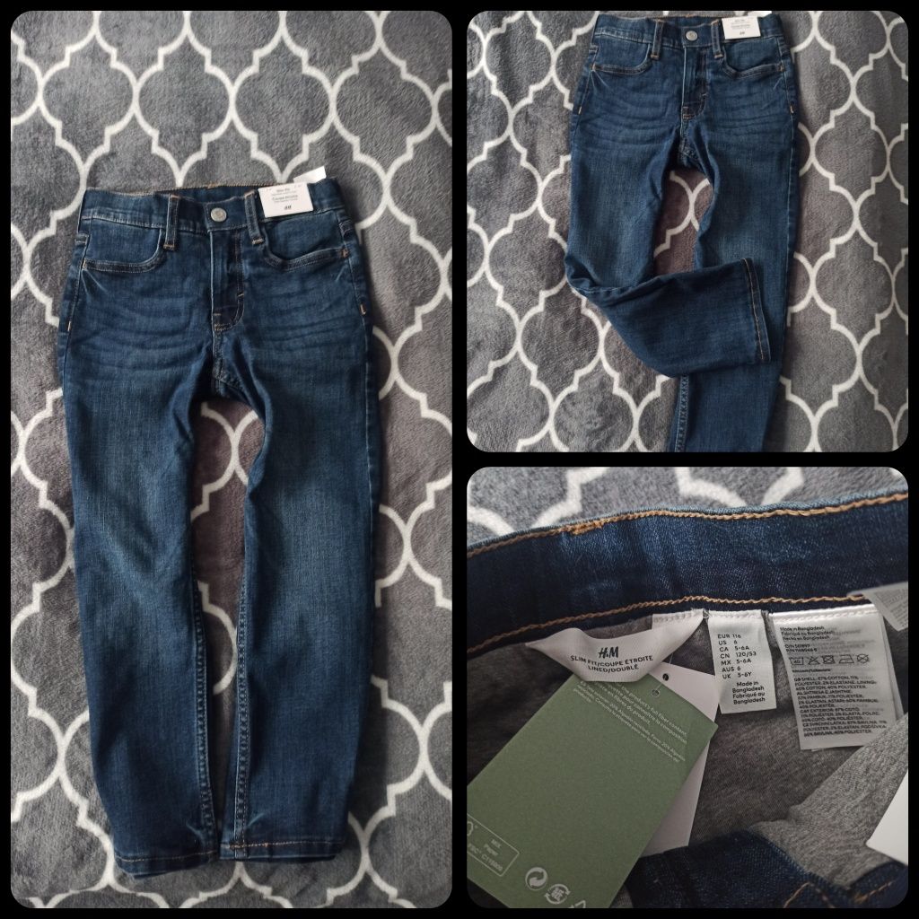 Jeansy H&M 116 spodnie jeansowe. Nowe