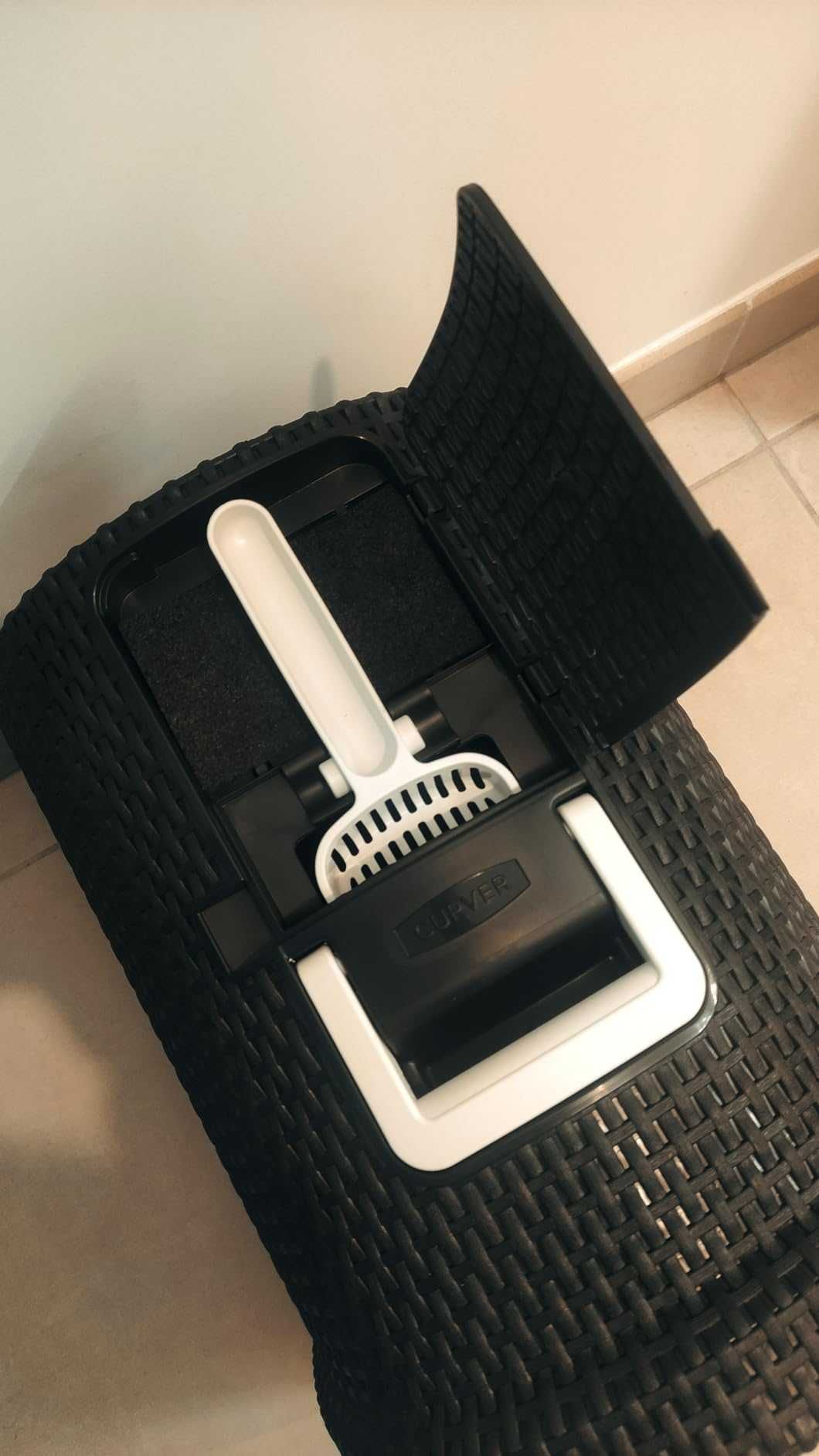 Nowoczesna kuweta dla kota kot dom zwierzęta ciemna duża rattan