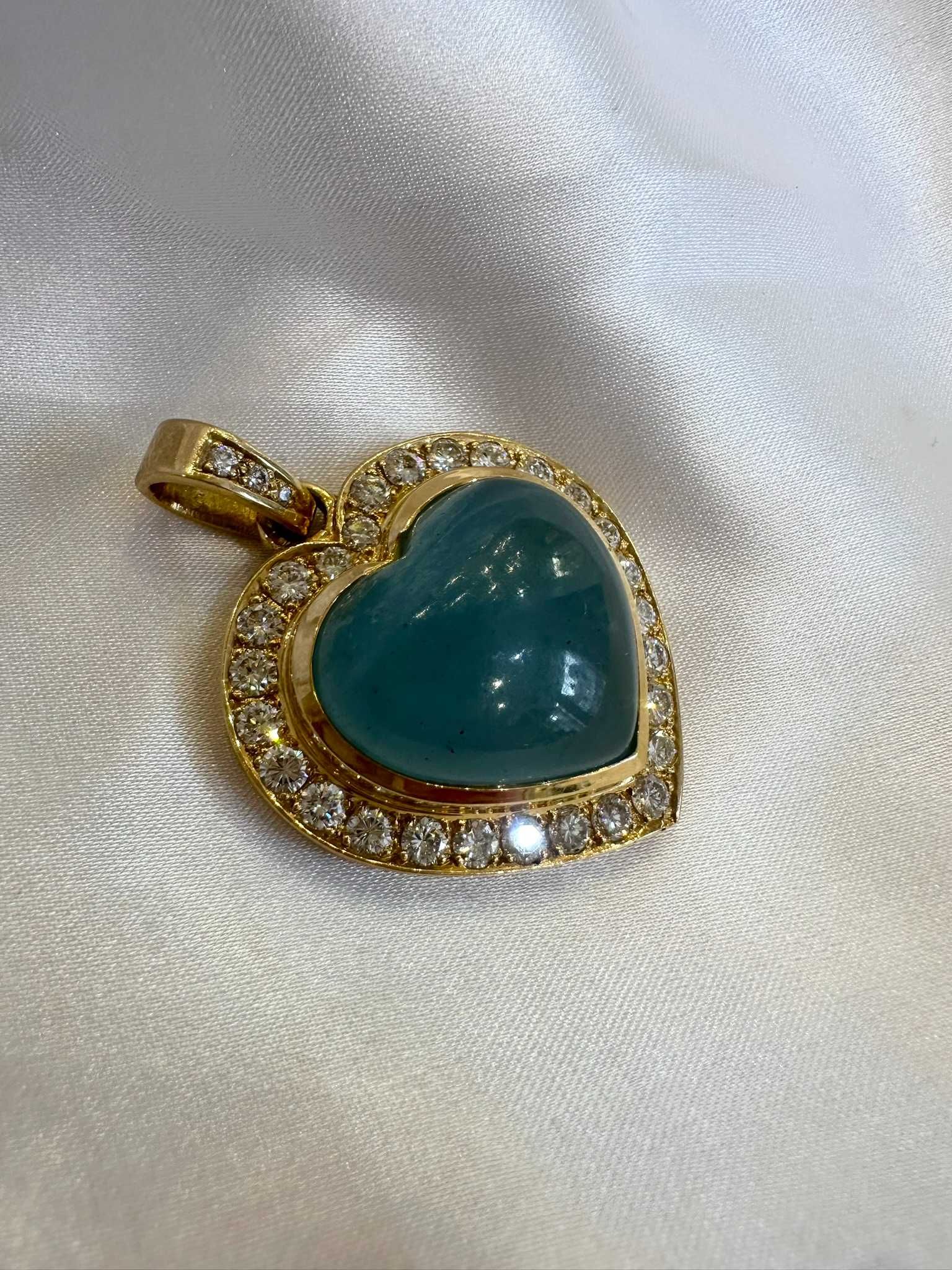 Wisiorek naturalna akwamaryna serce diamenty 4.00 Ct 750