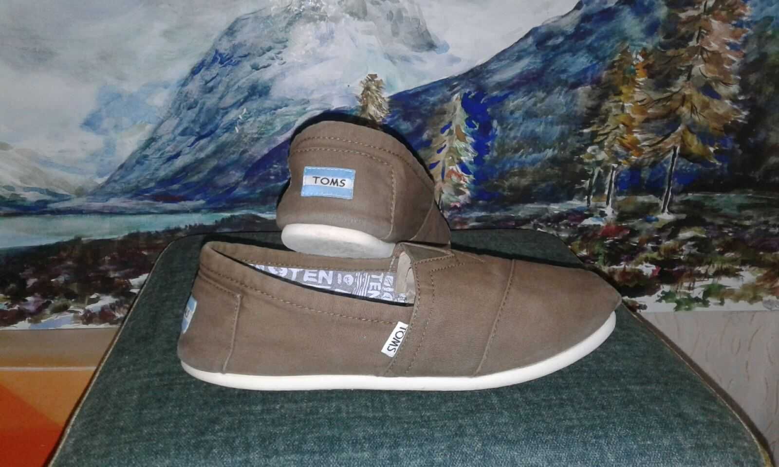 Мокасины лоферы кеды слипоны 40р, 26,5см олива хаки TOMS