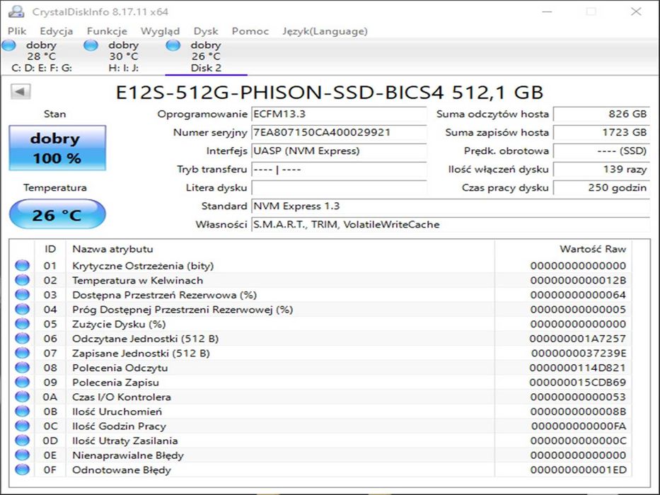 SSD M2 PCie 512GB PHison