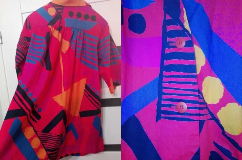 Sukienka T-shirt, geometryczne wzory, lata 60-80