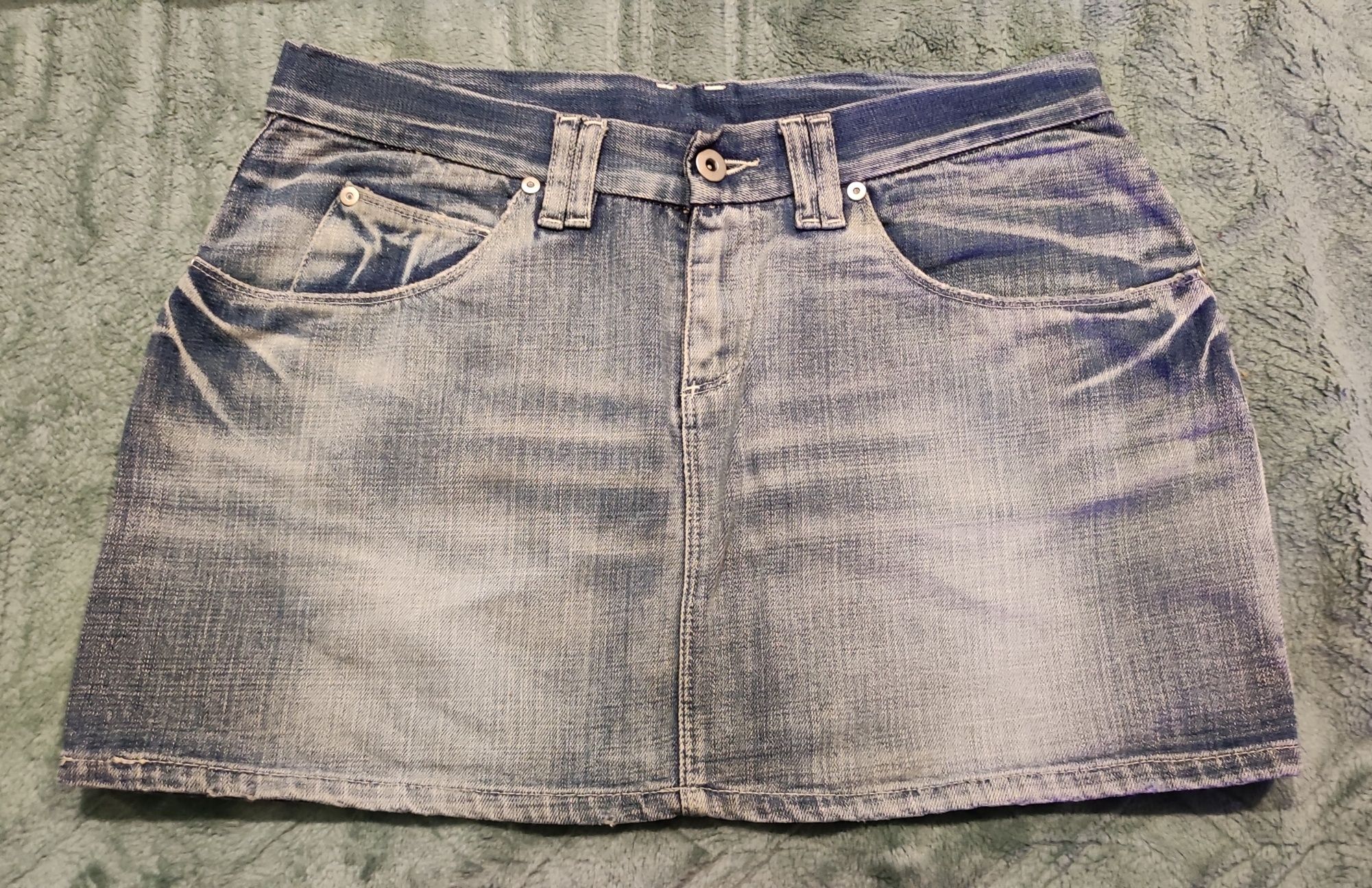 Spódnica mini jeans jasny 42 kieszenie lato HM damska wiosna niebieska