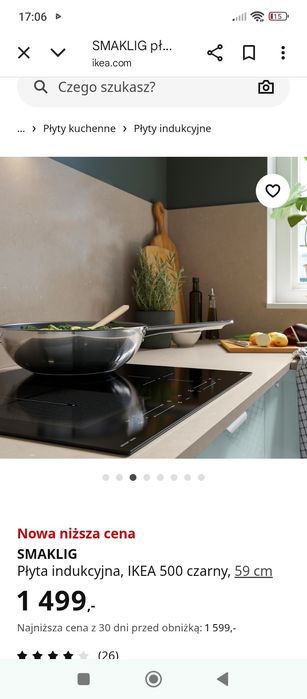 Płyta indukcyjna smaklig Ikea nowa z paragonem 10 lat