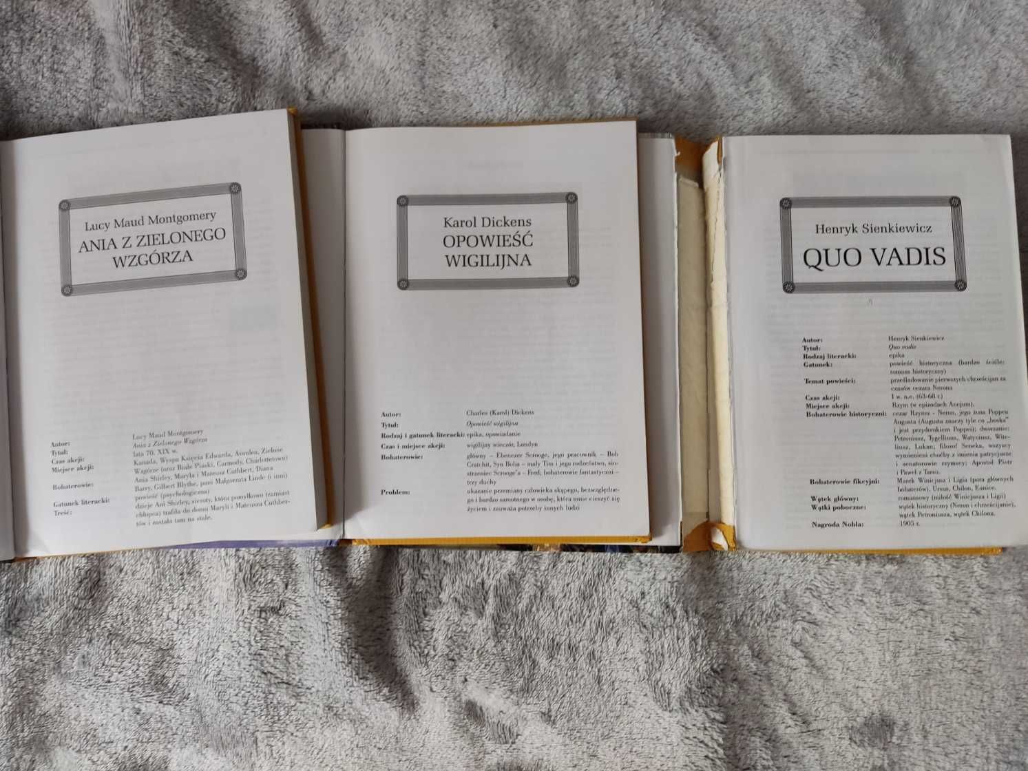 Lektury Quo Vadis, Opowieść Wigilijna, Ania z Zielonego Wzgórza