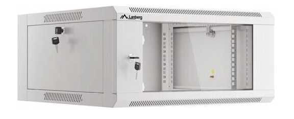 Szafa instalacyjna Lanberg rack 19" 4U drzwi szklane szara
