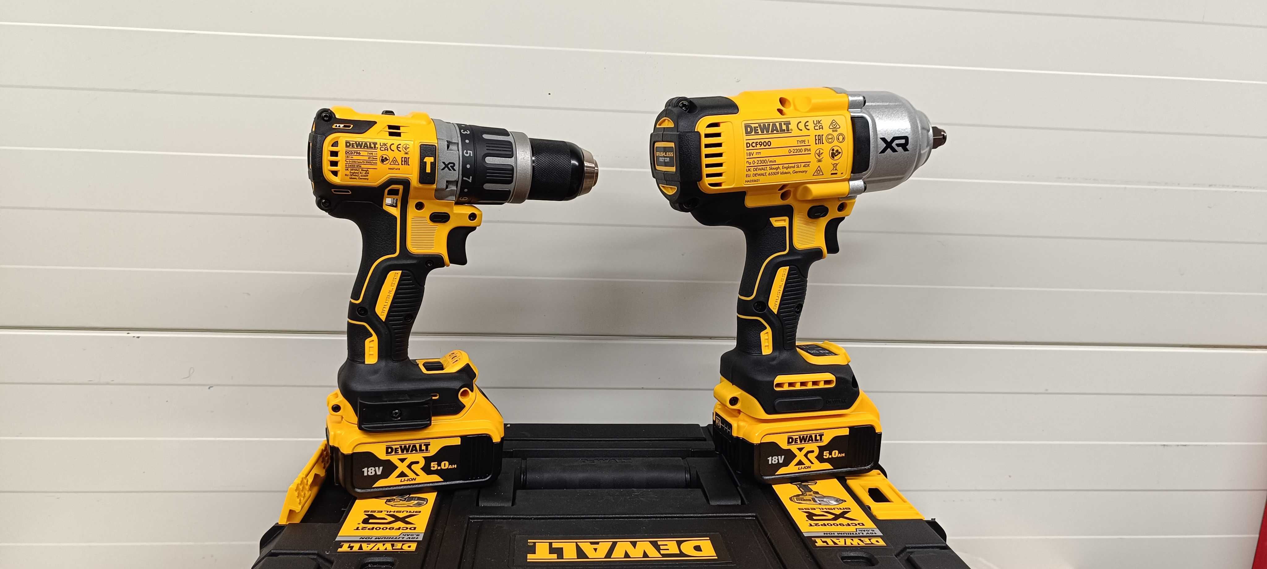 Klucz Udarowy 1355/1898NM Dewalt + wiertarko-wkrętarka 70Nm 2x5AH