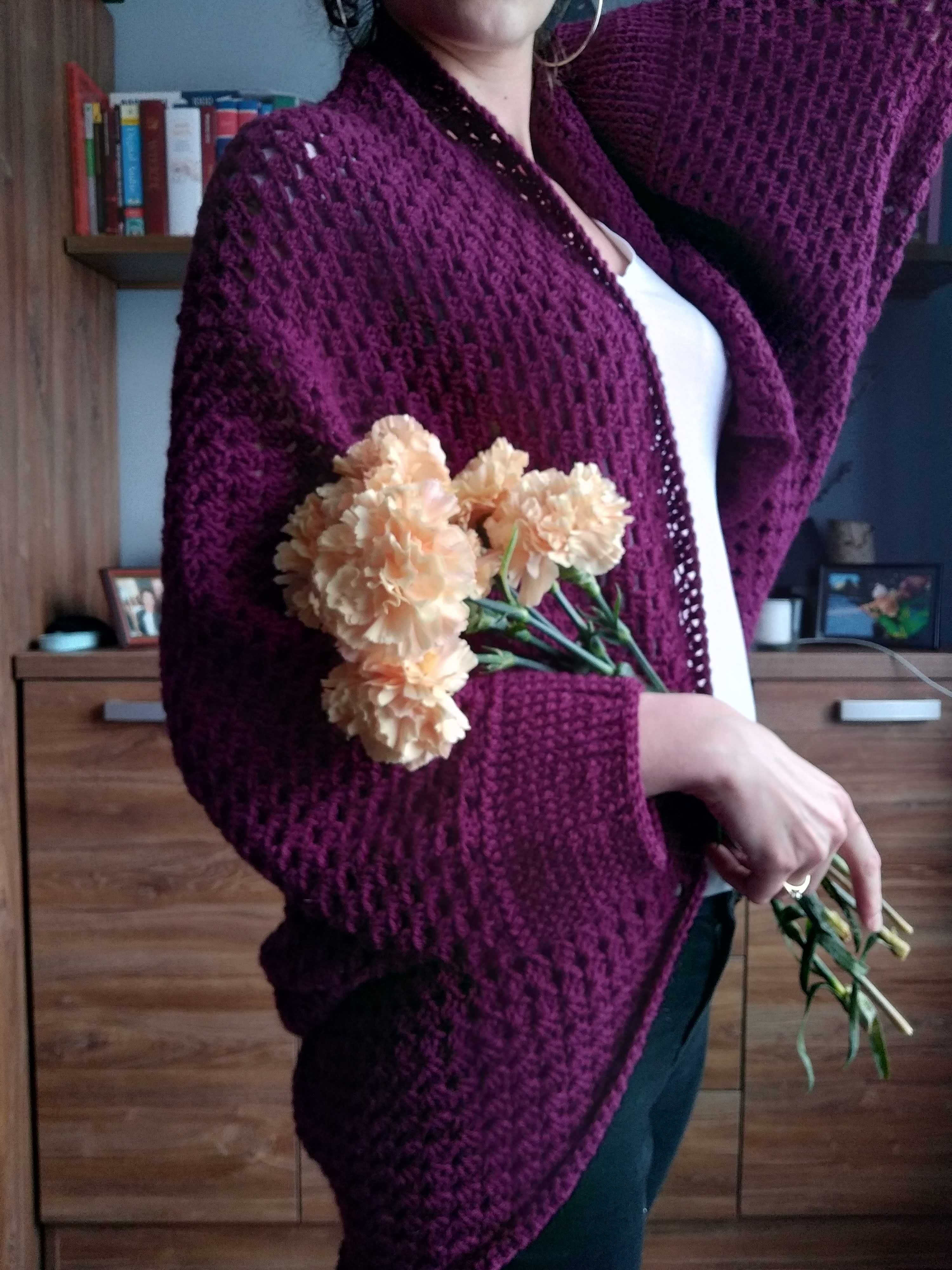 Sweter kardigan Ya! oversize 100% wełna - różne kolory