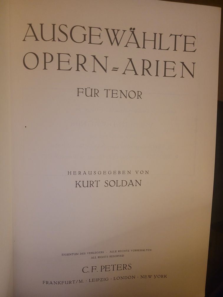 Nuty z serii Edition Peters 42 Opera Aries for Tenor 1955 K.Soldan