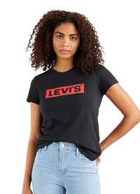 T-shirt damski, LEVI'S, Perfect Tee Box, czarny, rozmiar S