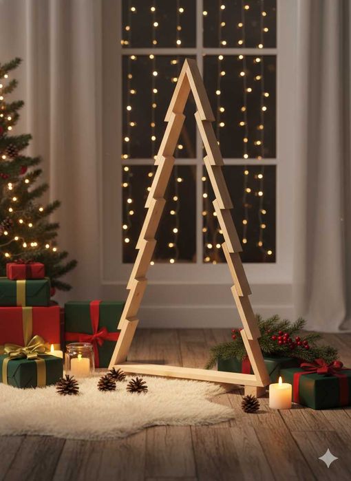 Drewniana Choinka - 124cm wys.  nowoczesna