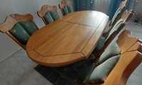 Drewniany rozkładany stół + 6 krzeseł