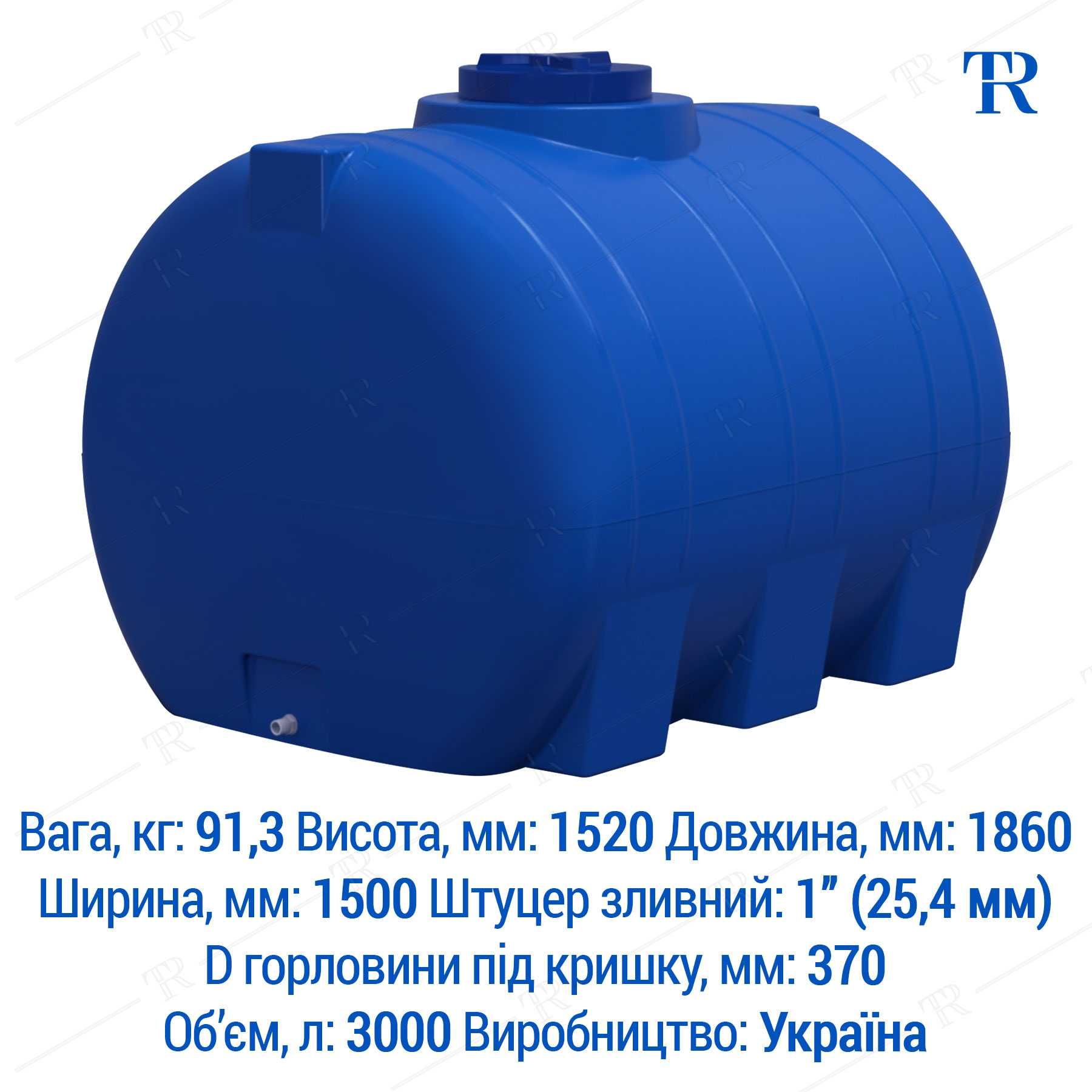 Ємність (бочка) 3000 л пластикова харчова НОВА під воду